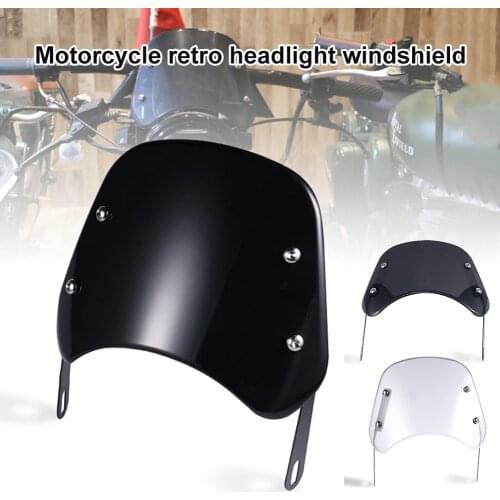 Motorcycle Windshield Windscreen with Metal Mounting Bracket Universal Retro Windshield for Honda Yamaha Kawasaki 5-7" Headlight