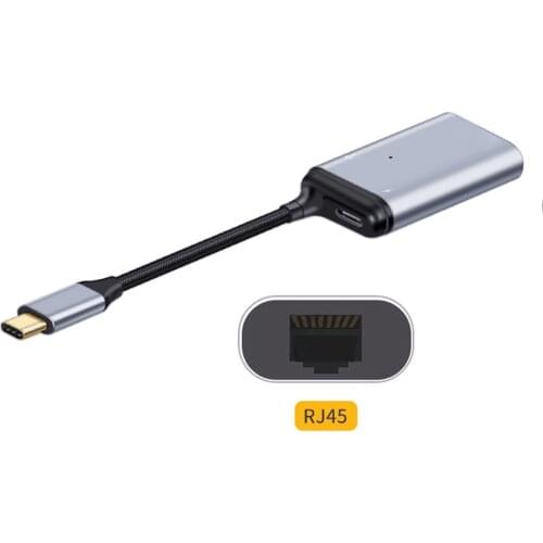Xiwai Laptop & Tablet & Phone Type-C USB-C USB3.1 to 1000Mbps Gigabit Ethernet Network LAN Adapter with Female PD Power Port
