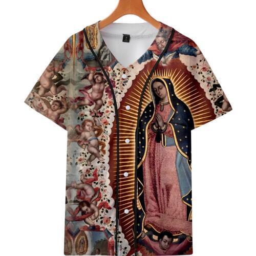 Our Lady Of Guadalupe Virgin Mary Catholic Mexico Top Quality Casual T Shirt Men Summer Baseball T-shirt Harajuku Tshirt Clothes
