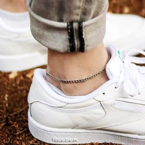 Women Stainless Steel 5/8mm Width Anklet Gold Silver Color Waterproof Cuban Foot Chain Summer Beach Leg Jewelry Dropshipping