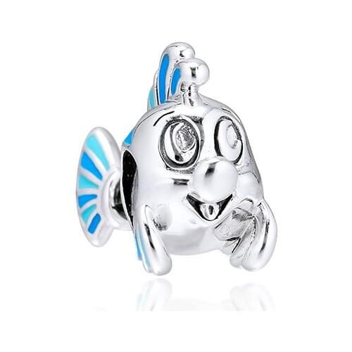 The Little Mermaid Flounder Charm Authentic 925 Silver Jewelry Fits Beads Bracelets & Necklaces DIY Fashion Female Jewelry Charm