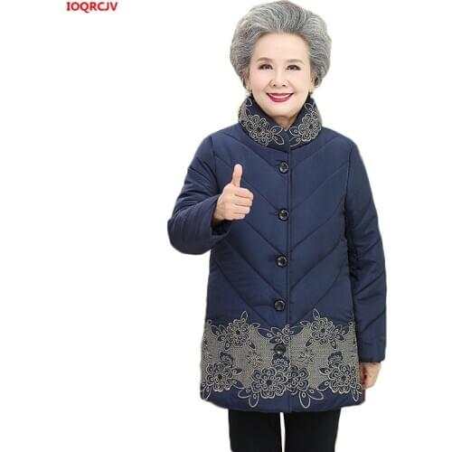 Elderly Women Winter Jacket Coats Plus Size 5XL Old People Thicked Warm Cotton Coat Grandma Down Cotton Parka Outerwear W1761