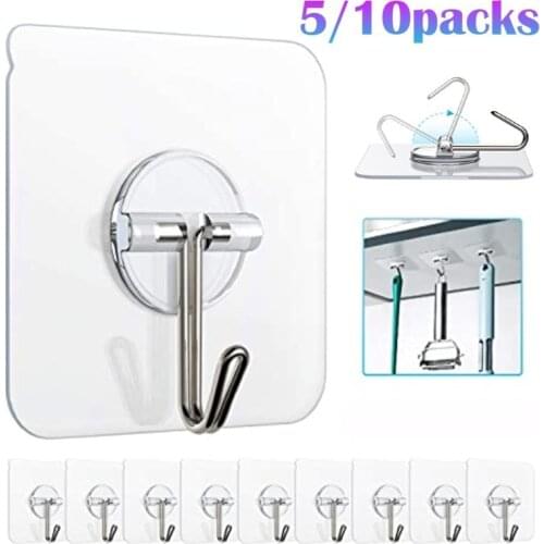1/5/10pcs/set Transparent Strong Self Adhesive Door Wall Hangers Hooks Suction Heavy Load Rack Cup Sucker for Kitchen Bathroom