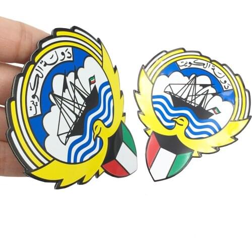 1Pcs Car Styling Aluminum Badge Kuwait Flag Decoration Stickers For Nissan SUV Toyota Chevrolet Ford, GMC Dodge Car Decoration