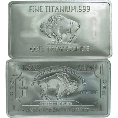 1Oz Buffalo Bar Fine Titanium .999 Bullion Mint 1 Troy Ounce United States Of America Replica Coins Collection Souvenir A129