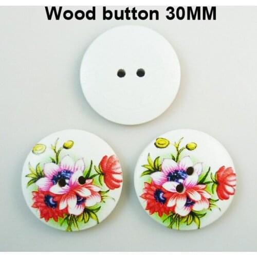 10pcs Painting 30MM Wooden Tulip Button Boots Coat Sewing Clothes Accessory Purple Flower Buttons MCB-464