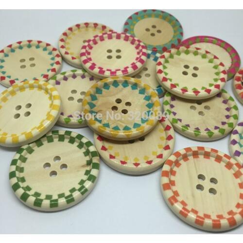 100pcs 40mm Natural Large Wood Buttons 4 Holes Sewing Button Crafts Embellishments Cardmaking Scrapbooking Bag Decorations