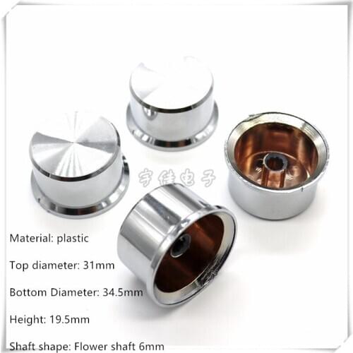 2 Piece 34.5×19.5MM silver plating plastic knob potentiometer rotary encoder volume switch knob suitable for flower shaft 6MM