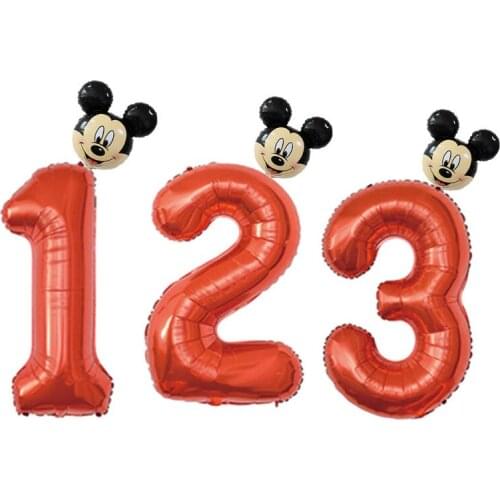 2pcs mickey minnie mouse foil balloon number foil ballons mini mickey globos baby shower birthday party decor supplies kids toys