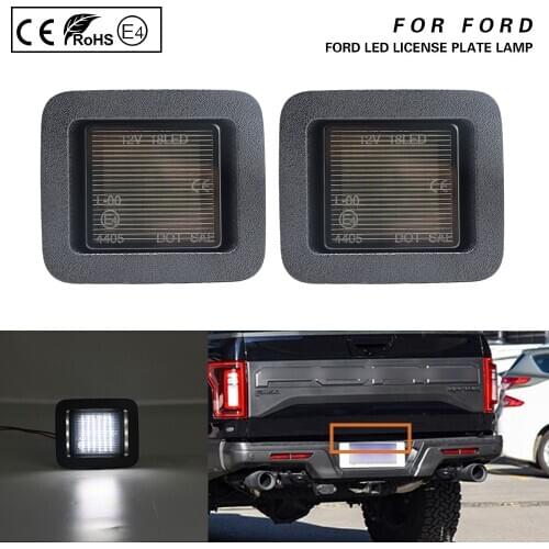 2pcs Smoke LED License Plate Lights 12V 6000k White Number Plate Lamp For Ford F150 2015-up