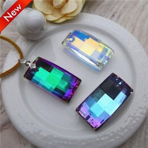 2021 cystal necklace pendant charms for jewelry making Rectangle crystals drop DIY Earrings Handmade accessories for women 12pcs
