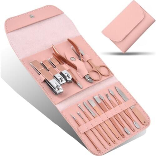 4/12/16 Pcs Stainless Steel Folding Bag Style Professional Nail Clipper Pliers Tweezers Pedicure Beauty Nail Tool Set