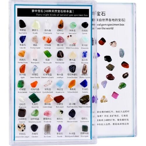 48Pcs/Box Natural Mineral Specimen Gift Polished Stone Gemstones Quartz Crystal Collectible Ore Samples Home Decoration