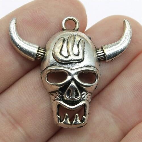 6pcs 34x31mm 2 Colors Antique Silver Color Antique Bronze Plated Cow Skull Pendants Skull Cow Pendants Cow Skull Charm