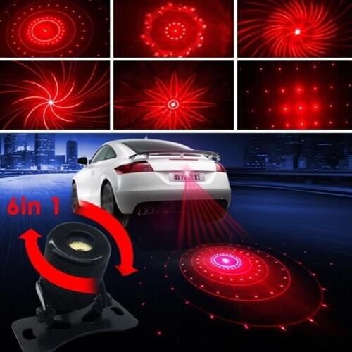 6 in 1 Laser Anti-fog Parking Stop Braking Signal Lamp For Car Anti-collision Fog Light Indicators Motorcycle LED Warning Light