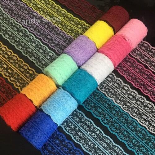 60Yards 12 Color 45mm wide Lace Tape Sewing Fabric Embroidered Net Lace Trim Ribbon for DIY Crafts Wedding Bow Decorations
