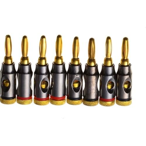 8PCS 4mm Banana Plugs High Quanlity Gold Plated Speaker Plug Terminal Audio Banana Connectors