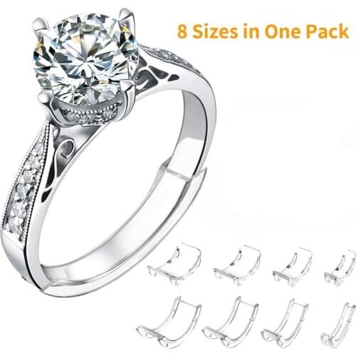8pcs/set Silicone Invisible Ring Size Adjuster Transparent Ring Adjuster Reducer Ring Sizer Fit Any Rings
