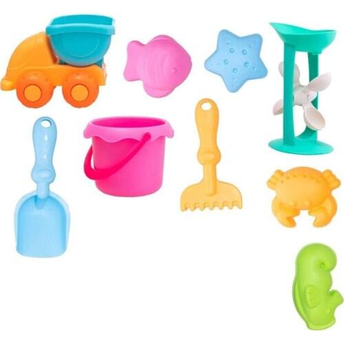 9 PCS Kids Beach Toys Water Wheel Moulds Truck Bucket Beach Shovels Rakes Tool Kit for Outdoor Indoor Summer Beach Toys