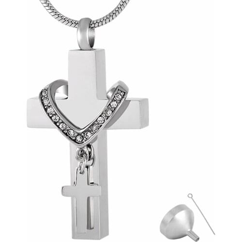 9216 Block Double Cross Keepsake Necklaceremation Urn Pendant Charmrucifix Ashes