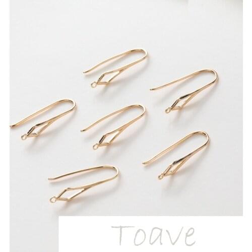 Real gold copper plated real gold diamond hollow earrings ear hook diy hand-made material accessories