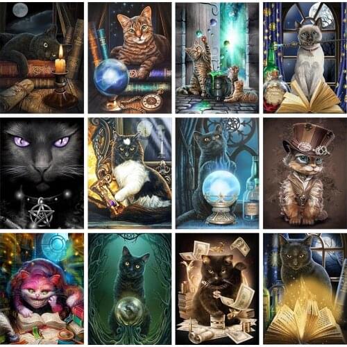 5D Diy Cartoon Cat Diamond Painting Full Square/round Drill Rhinestone Animals Mosaic Cross Stitch Set Handmade Decoration Gifts