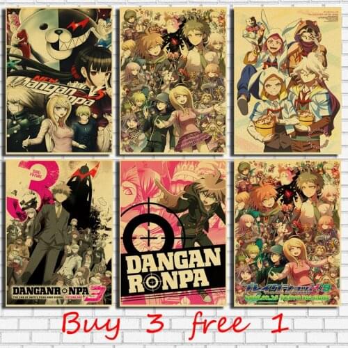 Animation GME Poster Danganronpa Retro Kraft Paper Poster Home Art Wall Sticker