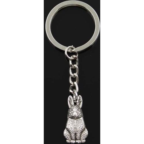 Fashion Rabbit 24x10mm Pendant 30mm Key Ring Metal Chain Bronze Silver Color Men Car Gift Souvenirs Keychain Dropshipping