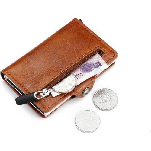 Bycobecy PU Leather Card Holder Safety Multifunctional Card Case Short Card Wallet for Men and Women RFID Blocking Money Bag