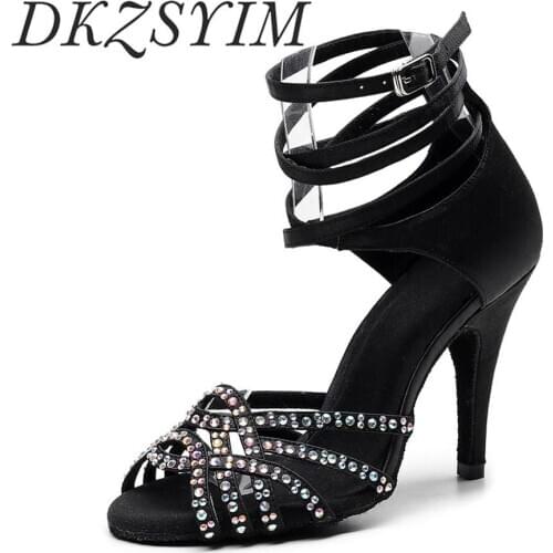 DKZSYIM Dancing Shoes For Latin Dance Women Shoes Professional Girls Ballroom Dance Ladies Tango Salsa 6-10cm Heel Hot Wholesal