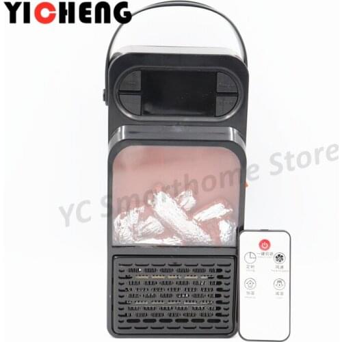 EU Flame Heater Digital Display Temperature Remote Control Fan Heater Mini 900W Energy saving