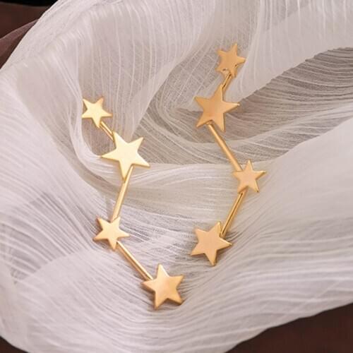 European & American Zigzag Line Design Star Earring for Women Smooth Personality Simple Dipper Earrings Women Party Jewelry Gift