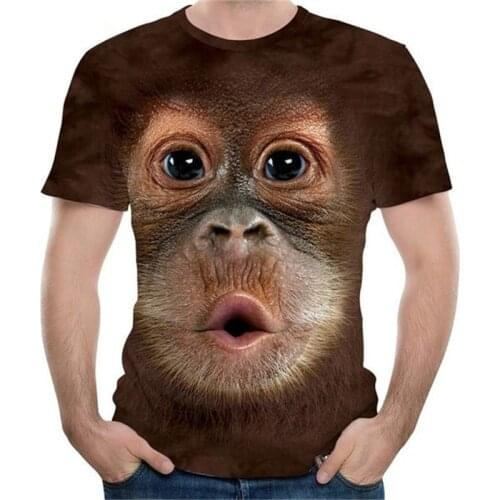 New Orangutan Pattern 3D T-shirt Short Sleeve Mens Summer Fashion Top Animal Print 3D T Shirt Mens Clothing Size 100-6XL
