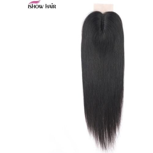 Ishow Lace Closure 2X3 Brazilian Straight Closure Cheap Middle Part Human Hair Closure Medium Brown Non-Remy Swiss Lace Closure