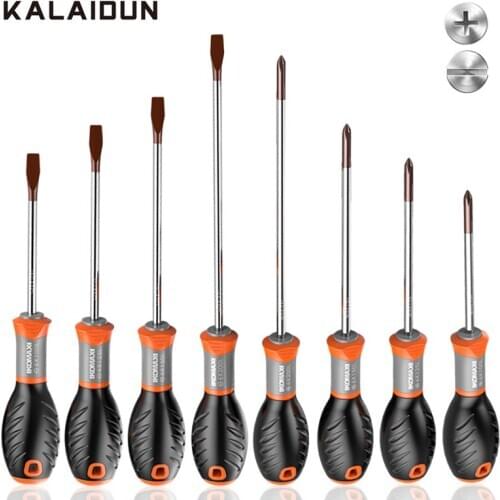 KALAIDUN 10 Pcs Household Screwdriver Set Magnetic CR-V Phillips Slotted Screw Driver Bits Handle Repair Hand Tool Kit With Hole