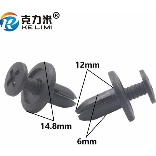 KELIMI 100 Pieces Plastic expanding rivet 6mm hole car fastener door panel buckle for Toyota Mazda Auto Retaining Clips