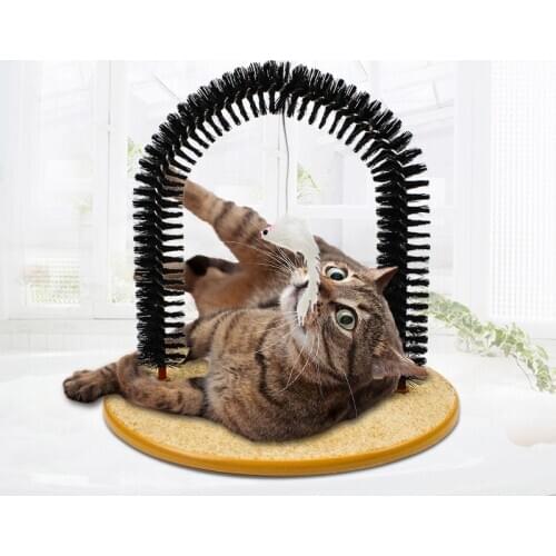 Cat Toy Brush Toy for Pet Scratching Multipurpose Pet Cat Self Groomer With Round Fleece Base Catching Devices Quick Clean Hair