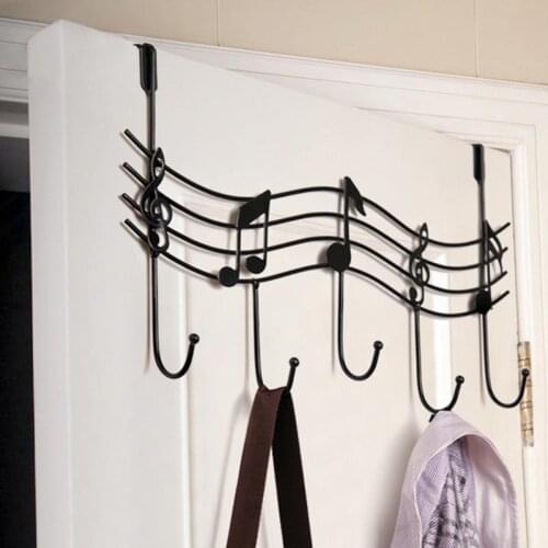 Creative Music Notes Wall Hooks Kitchen Bathroom Organizer Hanger Hooks Mental Iron Hanging Rack With 5-Hook