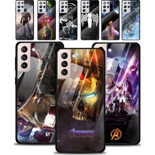 Marve llegends Iron Man Tempered Glass Cover For Samsung Galaxy S21 Plus Ultra M21 M31 M51 A52 A72 Phone Case Coque