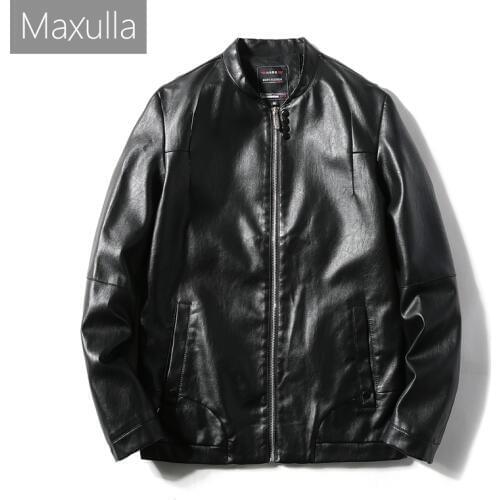 Maxulla Spring PU Leather Jacket Mens Casual Faux Leather Coats Male Motor Jacket Leather Jackets Big size Mla046