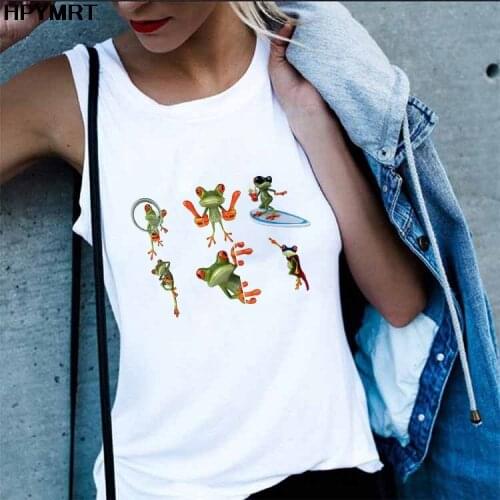 Sexy Vest Funny Frog Printing Tank Tops Women Fashion Graphic Harajuku Summer Crop Top Female Sleeveless Tees Clothes Streetwear