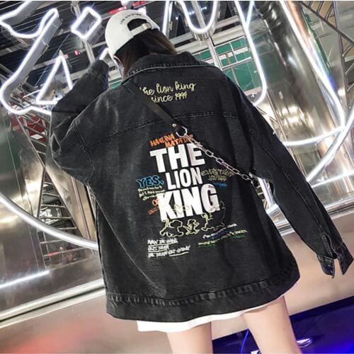 2020 Fashion The New Loose Graffiti Embroidery Wild Washed Denim Jacket Free Shipping
