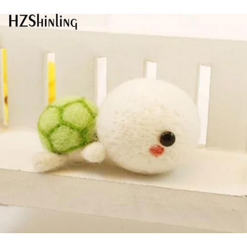 Non Finished Felt Kit Girls Gift Craft Handmade Tortoise Toy Doll Wool Felt Poked Kitting DIY Cute Pet Wool Felting Non-Finished