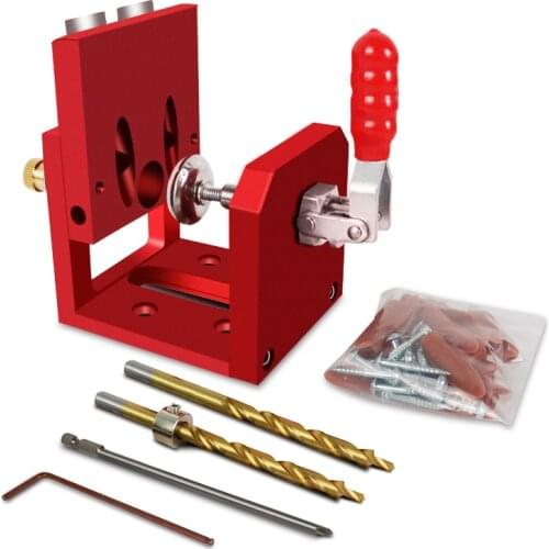 Pocket Hole Jig Kit Adjustable Oblique Hole Drill Guide Locator With Quick Clamp Joinery Woodworking Tool For DIY Carpentry