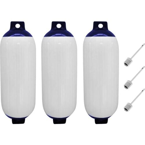 3pcs Inflatable Marine Boat Fender with Reinforced Eyes UV Protection 11 x 40cm