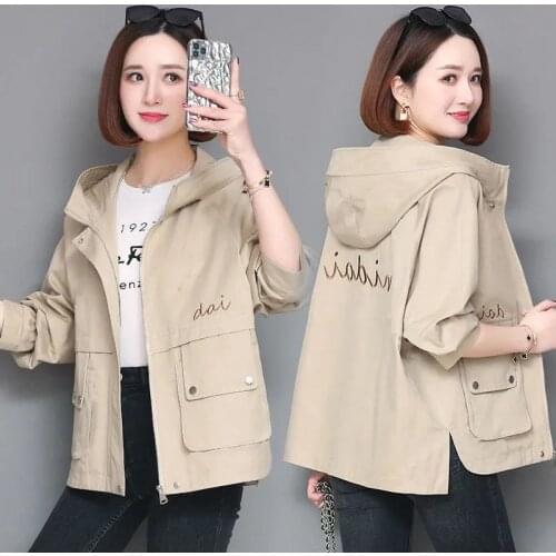 2021 New Autumn Women Jacket Hooded Windbreaker Long Sleeve Casual Coats Female Jacket Loose Outwear Bomber Jackets Plus Size