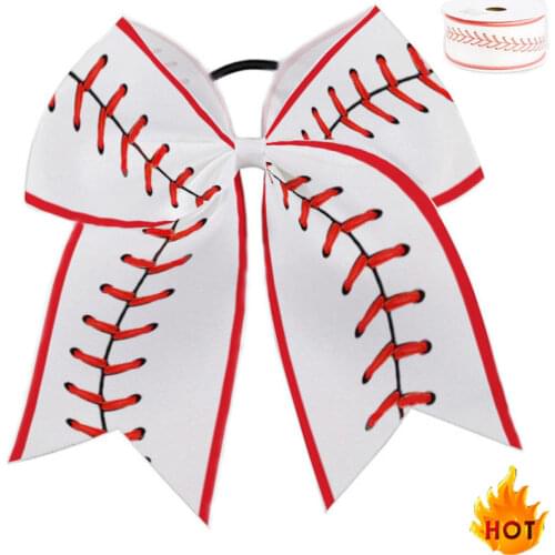 2pcs/7inch Glitter Baseball /volleyball Cheer Bow hair clip for Girl Softball Cheerleading Hair Bow Ponytail Holder Accessories