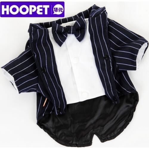 Hoopet Pet dog clothes suit jacket Striped clothes cool British style dog suit