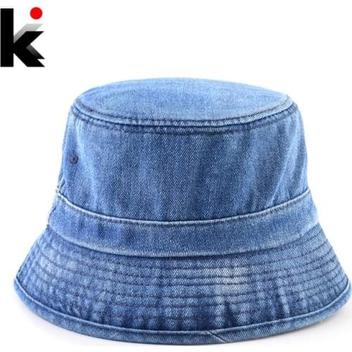 Denim Bucket Hat Women Four Seasons Outdoor Breathable Sun Visor Caps Men Foldable Beach Hat Washed Cotton Fisherman Gorras Hats