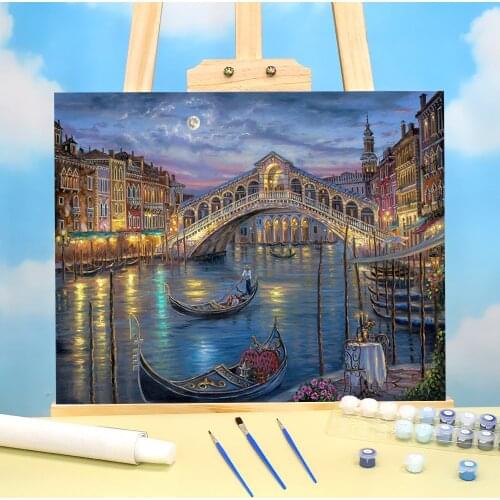Landscape Night DIY Paint By Numbers Set Acrylic Paints 40*50 Canvas Painting Wall Paintings For Handicraft